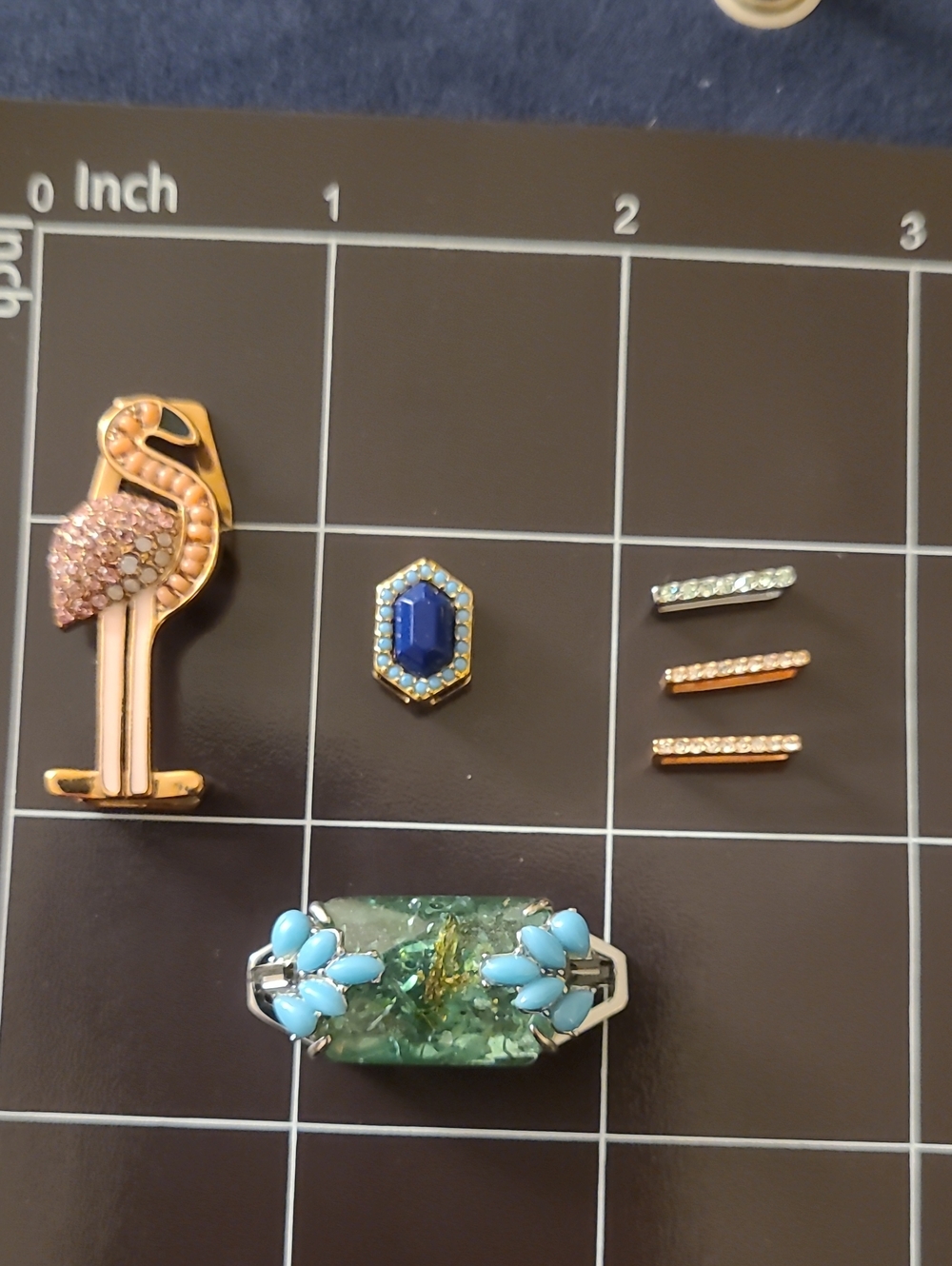 Stella & Dot Keep Slider Charms Lot Of 6: Flamingo Floral Stone & Smaller Stones